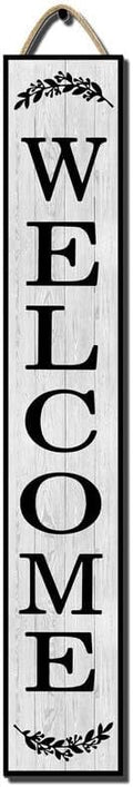 48 * 8 Inch - Welcome Sign for Front Door - Wood Plank Set, Standing/Hanging Porch Decor, Large Rustic, Indoor/Outdoor by Hilonret