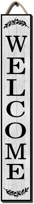 48 * 8 Inch - Welcome Sign for Front Door - Wood Plank Set, Standing/Hanging Porch Decor, Large Rustic, Indoor/Outdoor by Hilonret