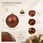 Seenelling 12 Pcs Christmas Glass Ball Ornaments 3.15 Inch, Brown - Image 3
