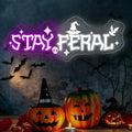 Stay Feral Neon Sign, Witch Hat Skull Halloween LED Wall Light 16x5.9 Inch by Unknown