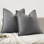 MIULEE Pack of 2 Grey Euro Shams Chenille Pillow Covers 24x24 Inch - Image 6