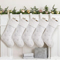 CARAKNOTS White Christmas Stockings 5 Pack, Large Faux Fur Silver Snowflake by CARAKNOTS