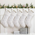 CARAKNOTS White Christmas Stockings 5 Pack, Large Faux Fur Silver Snowflake by CARAKNOTS