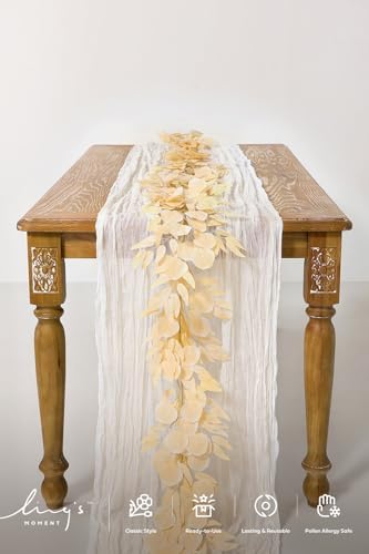 Ling's Moment White & Beige Eucalyptus Garland, 5.9ft, 2pcs - Image 2