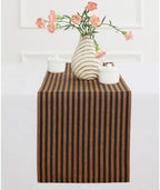 Solino Home 100% Linen Table Runner, 14 x 144 in, Pumpkin and Black Striped by SolinoHome