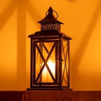 Lantern Decorative Indoor & Outdoor, 2 Pack Large Hanging Candle Lanterns Home Decor, Vintage Metal Candle Holders for Front Porch Patio Wedding Party, Halloween Christmas Decorations (Black) - Image 6