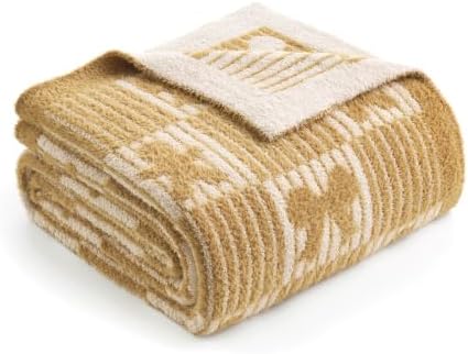 Snuggle Sac Gingerbread Man Christmas Throw Blanket, Ultra Soft Cozy Decorative Checked Throw Blanket for Couch, Sofa and Bed for Christmas,(Beige,50x60 inches,) by SnuggleSac