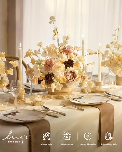 Ling's moment Fake Flowers Box, Earth Brown & Butter Yellow Deluxe Combo - Image 4
