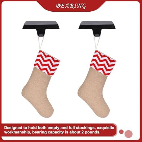 Sunshane 6 Pieces Christmas Stocking Holders Mantel Stocking Hanger Hooks Fireplace Mantle Metal Hang Bases for Xmas Party Decorations (Black) - Image 3