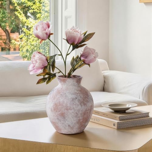 Ceramic Flower Vase Home Decor, 7.4 in Farmhouse Table Vase Retro Vintage Living Room Kitchen Bedroom Decoration Pottery Decorative Vases for Flowers Shelf Office Coffee Desk Dining Entryway, Classic - Image 3