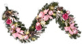6 feet Christmas Pink Garland for Front Door with 30 LED Lights,Festive Lighted Holiday Decor,prelit Mantel Garland withTimer,Stair and Fireplace Pink Rose Decoration for Christmas and Wedding by Vofuly