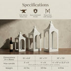 MOZEAL 20" Large Grace Spire Floor Lantern - White Heavy Metal No Glass - Rust-Resistant, in/Out Use, for Fireplace/Patio/Entryway/Porch - Vers Event/Home - Wedding Holder for Pillar/LED Lights - Image 2