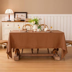Linen World 100% Linen Tablecloth,55" x 55" Inch Square,Caramel Brown - Image 2
