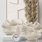 Ceramic Vase - Set of 2 for Home Decor,White Flower Shape Pampas Vases Minimalist Nordic Boho Style for Modern Farmhouse Decor, Living Room、 Kitchen、Mantle、Bedroom、Dining Table、Office - Image 2