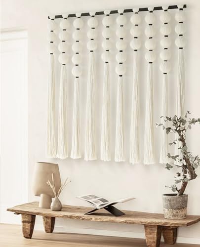 IOWER Large Macrame Wall Hanging Macrame Wall Decor Sphericity Cotton Textile Wall Hanging Boho Wall Decor Art Fiber Yarn Art Handmade 39" Wx39 L - Image 2