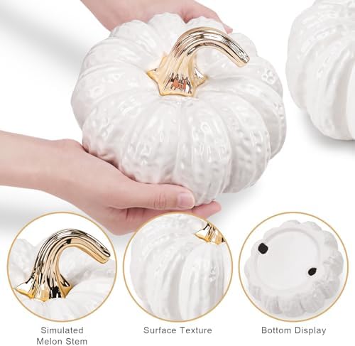 7.9 Inch Realistic Fake White Pumpkin Decoration Ceramic Figurines - Image 3