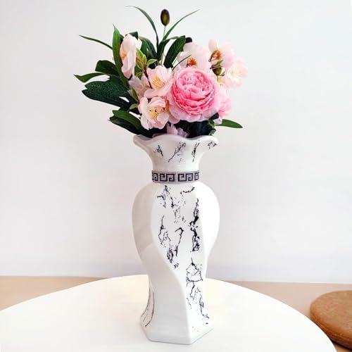 White Ceramic Flower Vase, 12-Inch Modern Decorative Vase by Serdic