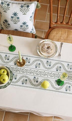 ISAENNE Designer French Linen Long Table Runner,102"x12"-Mosella D - Image 6