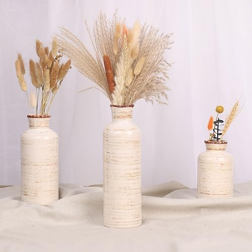 Ceramic Vase Set - 3 Ceramic Small Vases, Farmhouse Country Flower Vase Home Decor, Living Room Decoration, Table Decoration, Fireplace Decor, and Entrance Decorations Centerpieces - Image 7