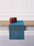 Solino Home 100% Pure Linen Dining Table Runner Teal, Athena 14 x 132 in - Image 2