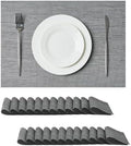 Leetaltree Grey Placemats, Heat Resistant Non-Slip Place mats for Dining Table, Washable Durable PVC Vinyl Woven Table Mats (Set of 24) by Leetaltree-ArtatEveryTable