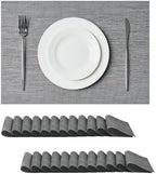 Leetaltree Grey Placemats, Heat Resistant Non-Slip Place mats for Dining Table, Washable Durable PVC Vinyl Woven Table Mats (Set of 24) by Leetaltree-ArtatEveryTable