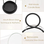 Candle Holder Lanterns, Handcrafted Metal & Glass with Modern Aesthetic Design, Hurricane Pillar Candlestick Holders, Table or Hanging Decorations Set of 2, 5.1" & 4.4" Diameter, Black - Image 4