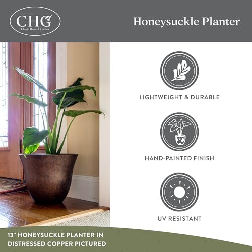 15" Honeysuckle Planter in Grained Beige - Image 4