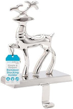 BIRDROCK HOME Christmas Stocking Holders for Mantle - Weighted Metal Hanger for Stockings & Holiday Decor - Sturdy Metal Hook for Fireplace, Staircase & Shelf - Non-Scratch Base - Reindeer by BIRDROCKHOME