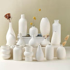 Set of 16 White Ceramic Bud Vases, Minimalist Boho Small Pampas Grass Flower Vase for Farmhouse Home Decor, Wedding Centerpiece, Shelf and Table Decoration by Parlamain