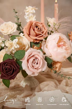 Ling's moment Fake Flowers Box, Faux Artificial Greenery Stems Foam Roses Silk Peony Eucalyptus Fabic Flower for Centerpieces Bouquet Wedding Vase Floral Decorations, Rust & Orange, Grand Combo - Image 3