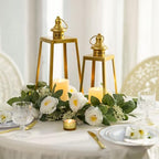Gold Metal Lantern Decorative Indoor, Set of 2 Wedding Decor - Image 2