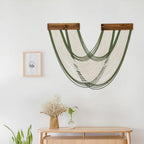 Boho Macrame Wall Hanging Tapestry, Green and White Wall Decor Handmade Macrame Wall Hanging Bohemian Yarn Tapestry Living Room Bedroom Modern Home Decor - Image 3