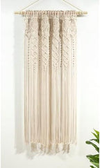 Lush Decor Boho Macrame Textured Cotton Window Curtain Panel Single 40" W x 63" L Neutral - Macrame Curtains for Windows, Room Divider, Boho Wall Decor - Image 2