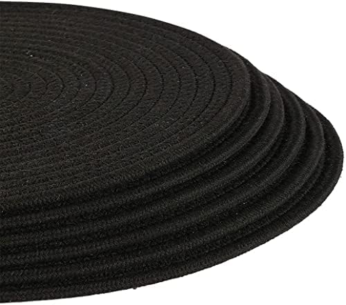Set of 6 Round Woven Placemats,13.8 inch Cotton Plate Chargers Black Thick Tablemats Braided Tablemats for Dining Rattan Mats Weave Placemats for Table Decoration - Image 4