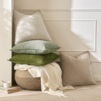 MIULEE Pack of 2 Cream Beige Euro Shams Chenille Pillow Covers 24x24 Inch - Image 7
