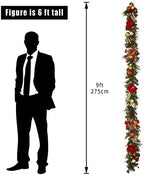 Garvee 9 ft Christmas Garland with Lights for Mantle, Red Gold - Image 5