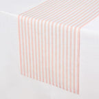 Solino Home 100% Linen Table Runner, 14 x 90 in, Coral and White Striped - Image 2