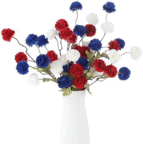 DuHouse 9pcs Artificial Flowers Faux Silk Pompon Mum Chrysanthemum Ball by DuHouse