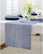 Solino Home 100% Pure Linen Table Runner Chambray Indigo, Athena 14 x 90 in by SolinoHome