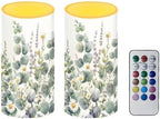 Floral Leaves Flameless Candles 2 Pack 6 x 3 inch Battery Operated Candles with Multicolor Timer Remote Control LED Fake Candles for Warm Light Dinner Table Home Decor - Image 2