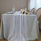 Snowkingdom 10 Pcs 10 FT Silver Table Runners, Sheer Chiffon Gauze Cheesecloth Runner, Sequin Glitter Silver Party Table Decoration Centerpieces for Wedding Christmas Birthday Bridal Baby Shower - Image 6