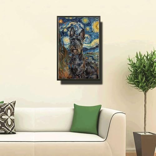 Metal Sign Vintage Tin Sign Scottish Terrier Starry Night Terrier Brave Terrier in Night for Home Scottish Keep and Seasonal Celebrations Rustproof Aluminum 12×16 Inches with Metal Frame - Image 2