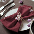 Handmade Cloth Napkins 100% Cotton Napkins with Fringe，Delicate Handmade Cloth Napkins for Dinners, Parties, Weddings and More，18 x 18 Inch Set of 12 - Burgundy by Ayuzawa