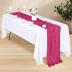 28 Pack Hot Pink Cheesecloth Table Runner 17x108 Inch Semi Sheer Boho Gauze Cheese Cloth Fabric Table Runners, for Wedding Party Baby Shower Birthday Home Decor Garden Farmhouse - Image 3