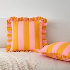 MONDAY MOOSE Decorative Throw Pillow Covers, Set of 2 Water-Resistant Striped Design with Ruffle Edge for Outdoor/Indoor Use, Pillow Inserts Not Included (22x22 inch, Light Pink/Honey) - Image 6