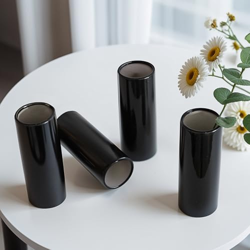 Modern Black Ceramic Vase Set of 10 for Living Room Bedroom 5.51'' Minimalist Fresh Small Flower Vases for Bouquet Fake Plant Home Decor Office Fireplace Centerpieces Nordic Style 10 Pack - Image 2