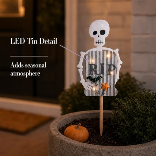 Mud Pie Led Tin Skeleton Yard Stake, Garden Accessories, Seasonal Home Decor, Holiday Giftable Decor - Image 3