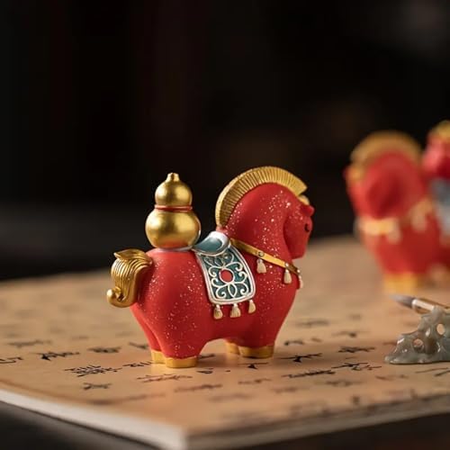 2026 Chinese New Year Horse Figurines Chinese Year of the Horse Decorations 2Pcs Resin Horse Statue Spring Festival Cute Zodiac Gift Blessing Souvenir Home Office Store Restaurant Tabletop Decors - Image 6