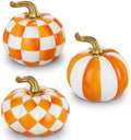 Briful 3-Piece White and Orange Resin Pumpkin Set for Fall Decor by Briful